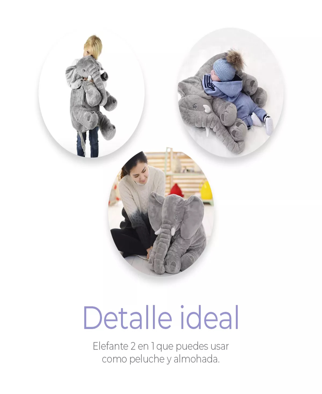 Peluche Grande Elefante Almohada Juguete Niños Y Bebes 60cm