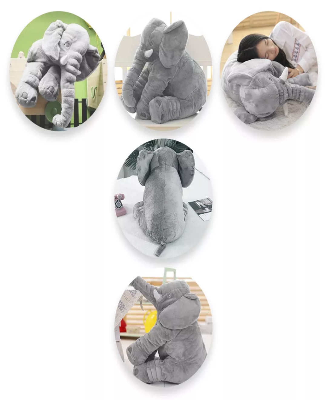 Peluche Grande Elefante Almohada Juguete Niños Y Bebes 60cm
