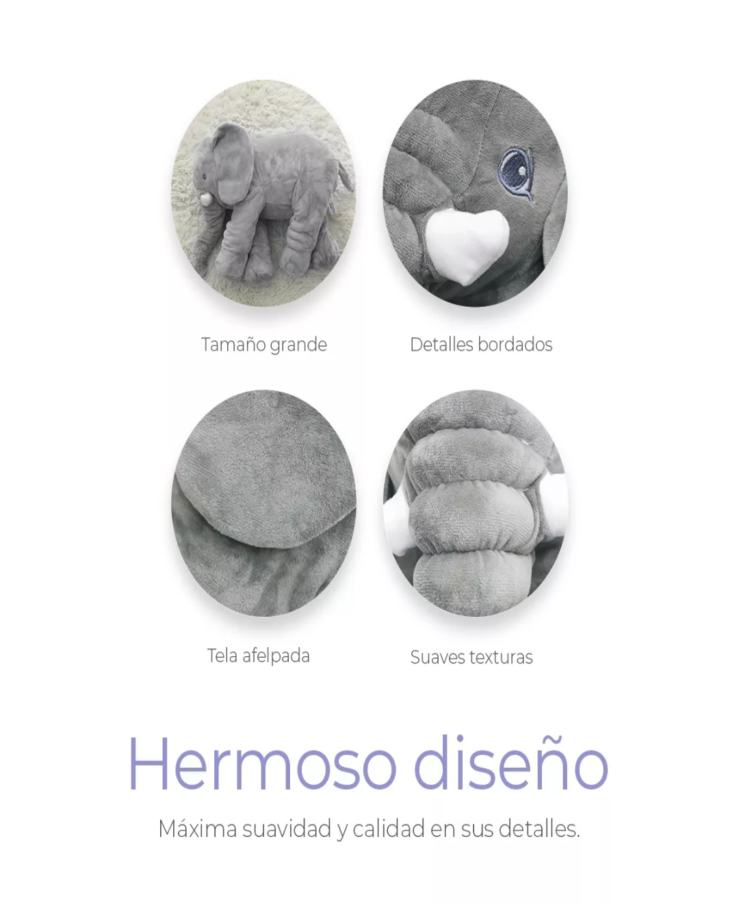 Peluche Grande Elefante Almohada Juguete Niños Y Bebes 60cm