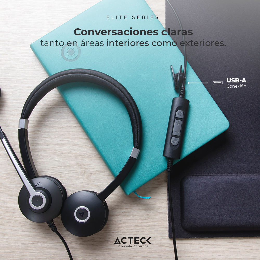 Audifonos On Ear Para Negocios Call Center Usb A Controlador Acteck