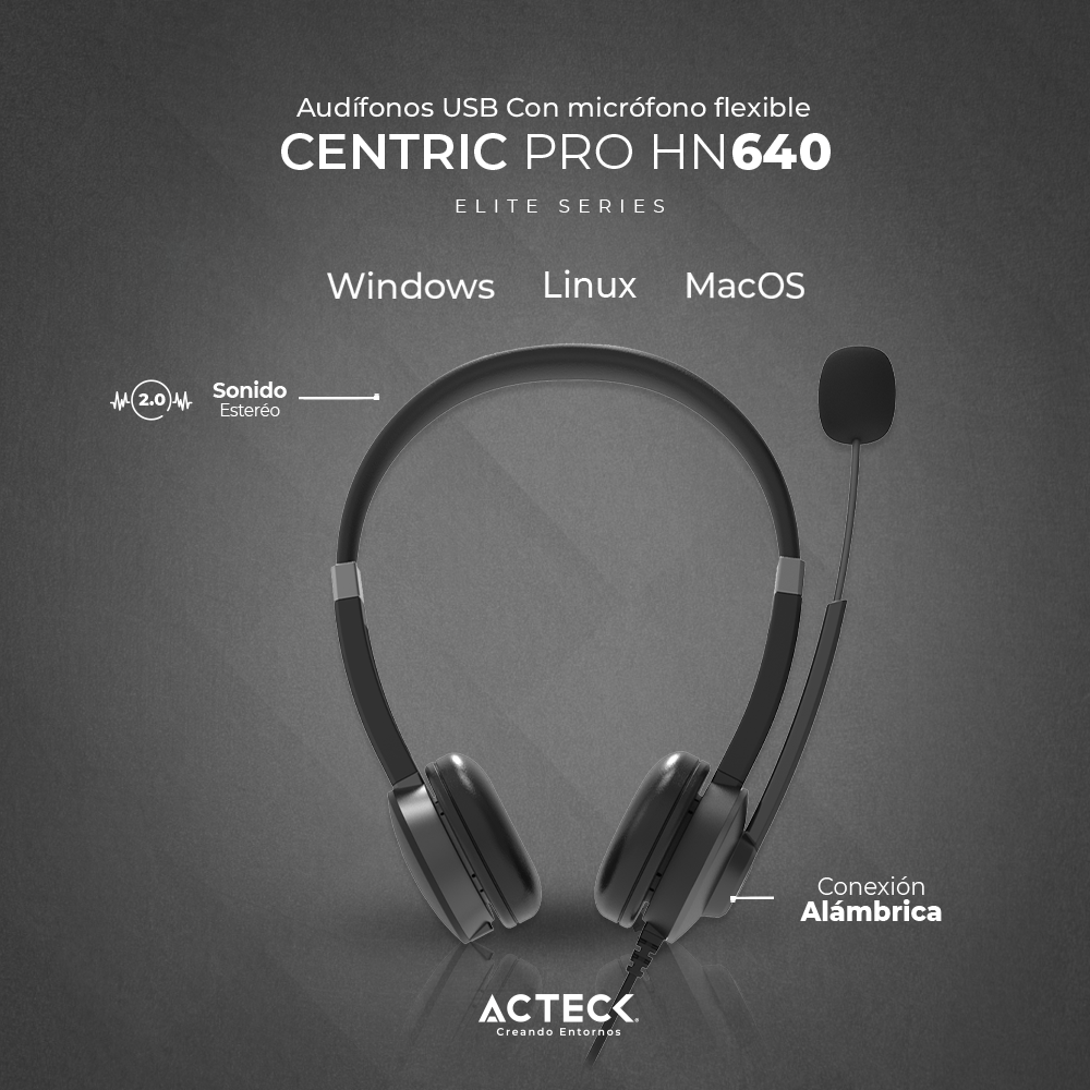 Audifonos On Ear Para Negocios Call Center Usb A Controlador Acteck