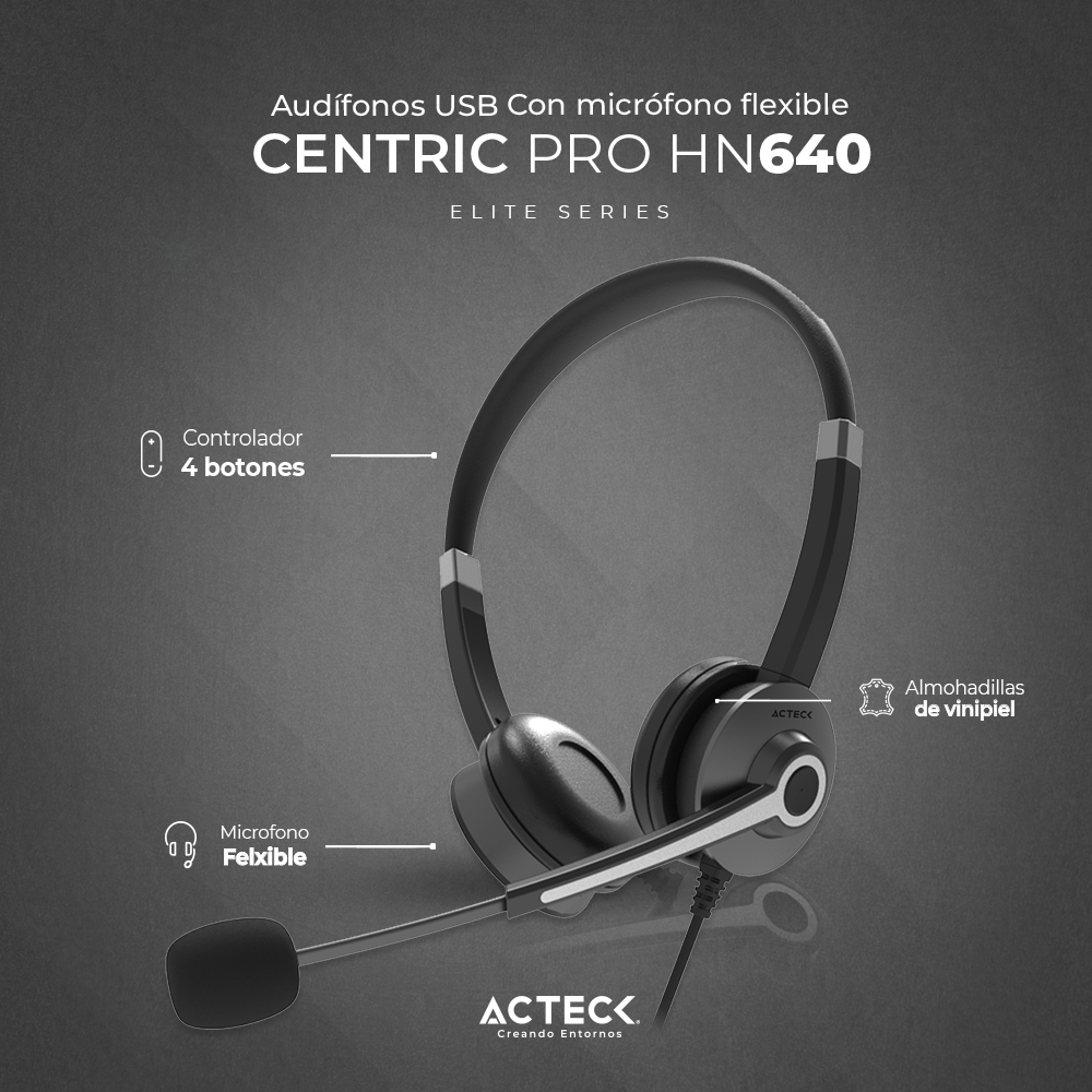 Audifonos On Ear Para Negocios Call Center Usb A Controlador Acteck