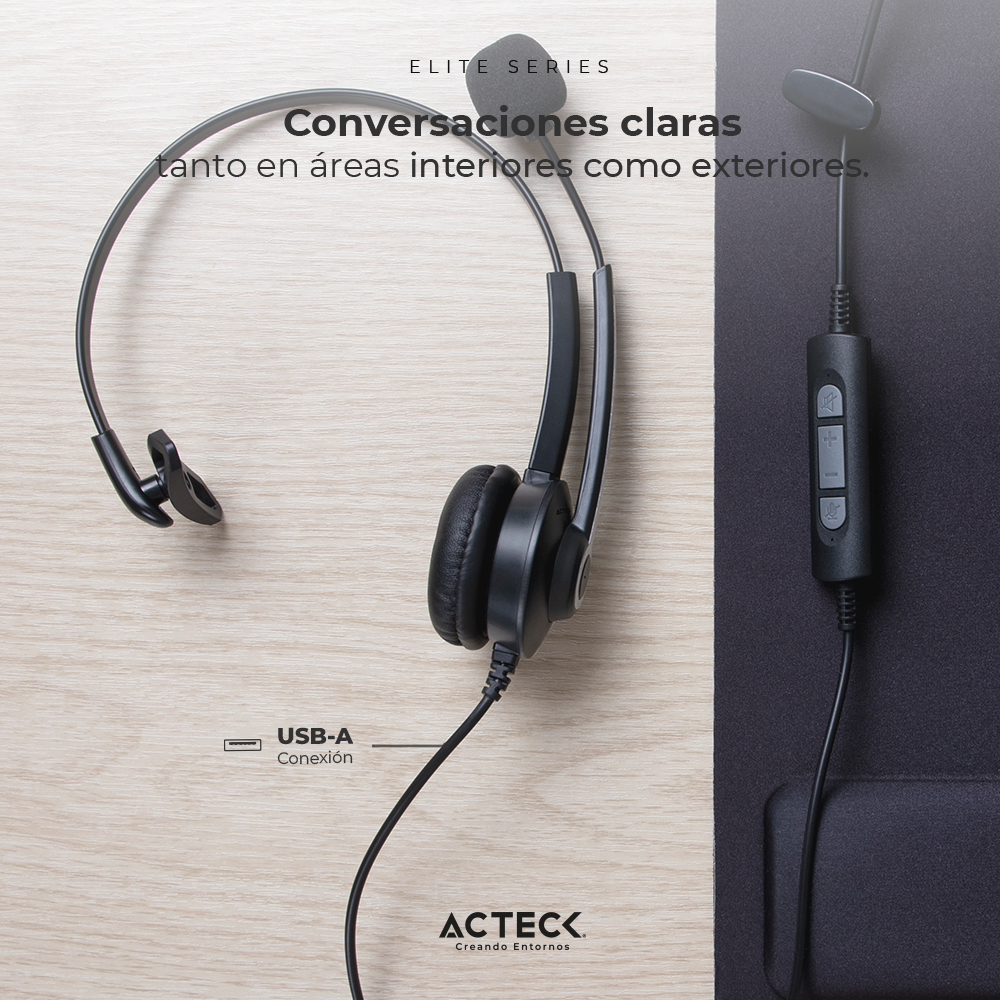 Audifonos On Ear Para Negocios Call Center Usb A control volumen Acteck