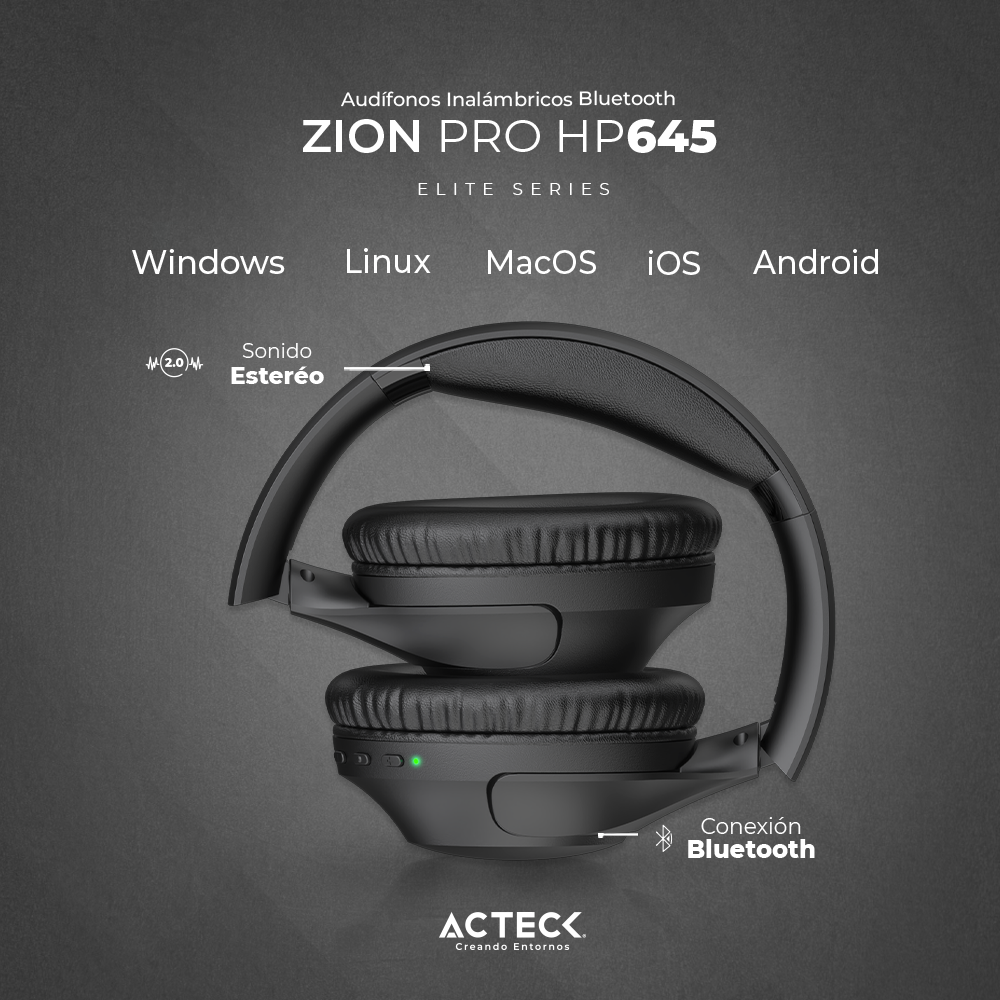 Audifonos Acteck  Zion Plus Hp645 Over Ear Inalambricos Bluetooth