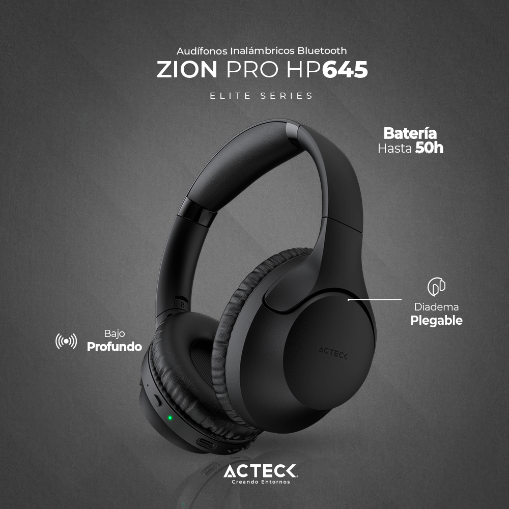 Audifonos Acteck  Zion Plus Hp645 Over Ear Inalambricos Bluetooth