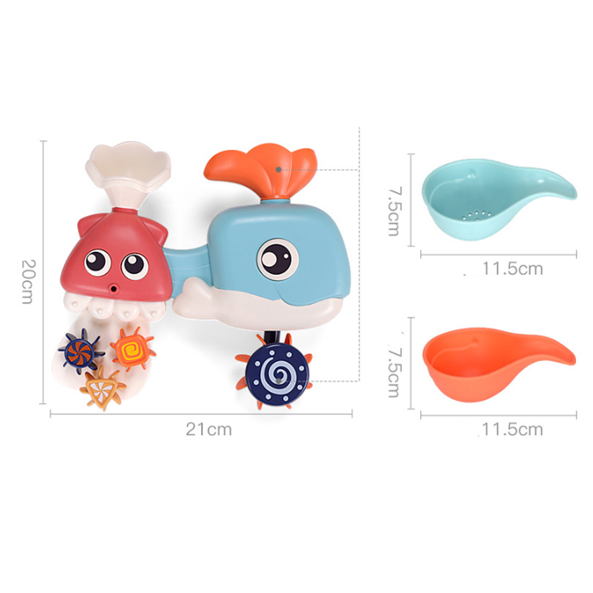 Juguete de Baño para Bebé Ballena y Pulpo.