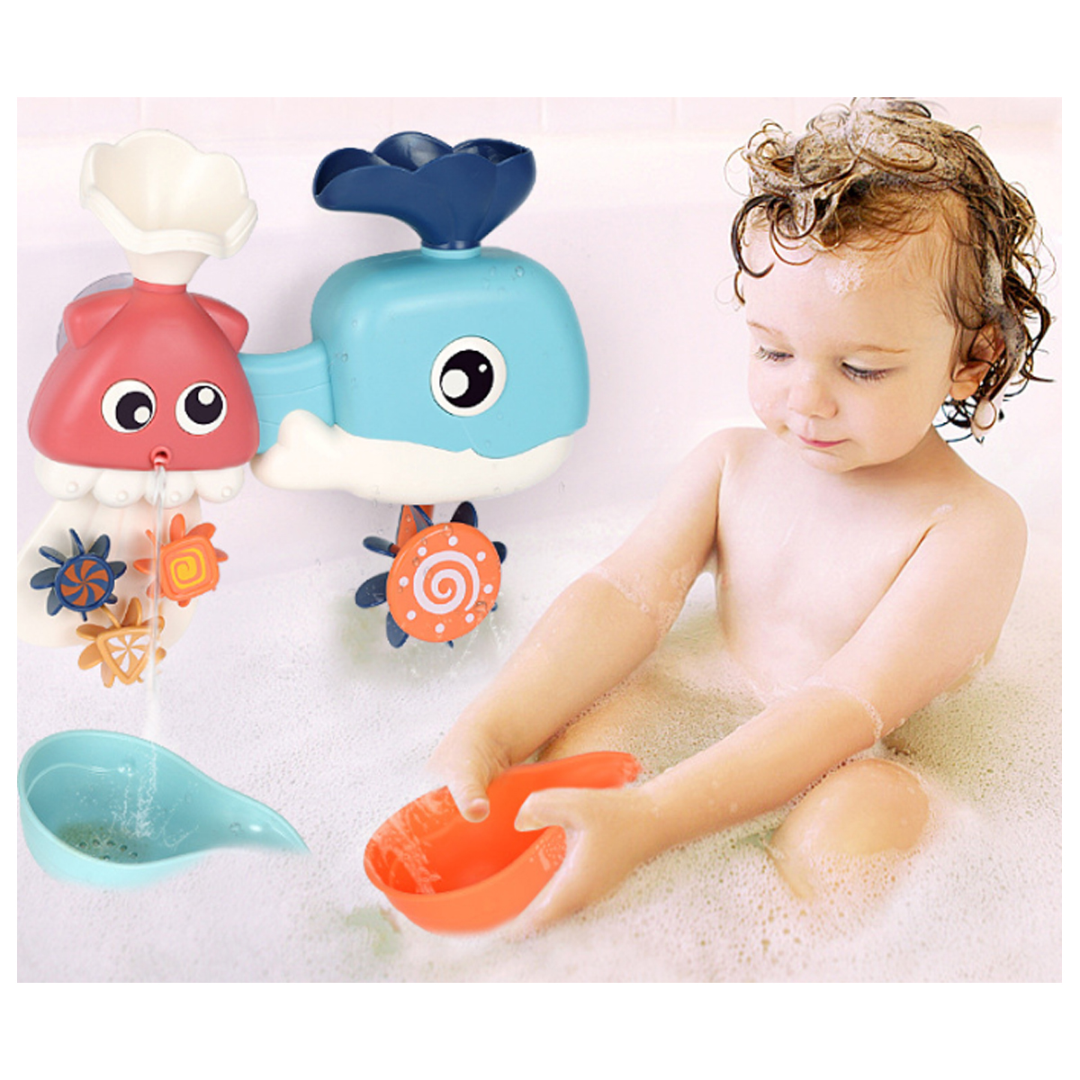 Juguete de Baño para Bebé Ballena y Pulpo.