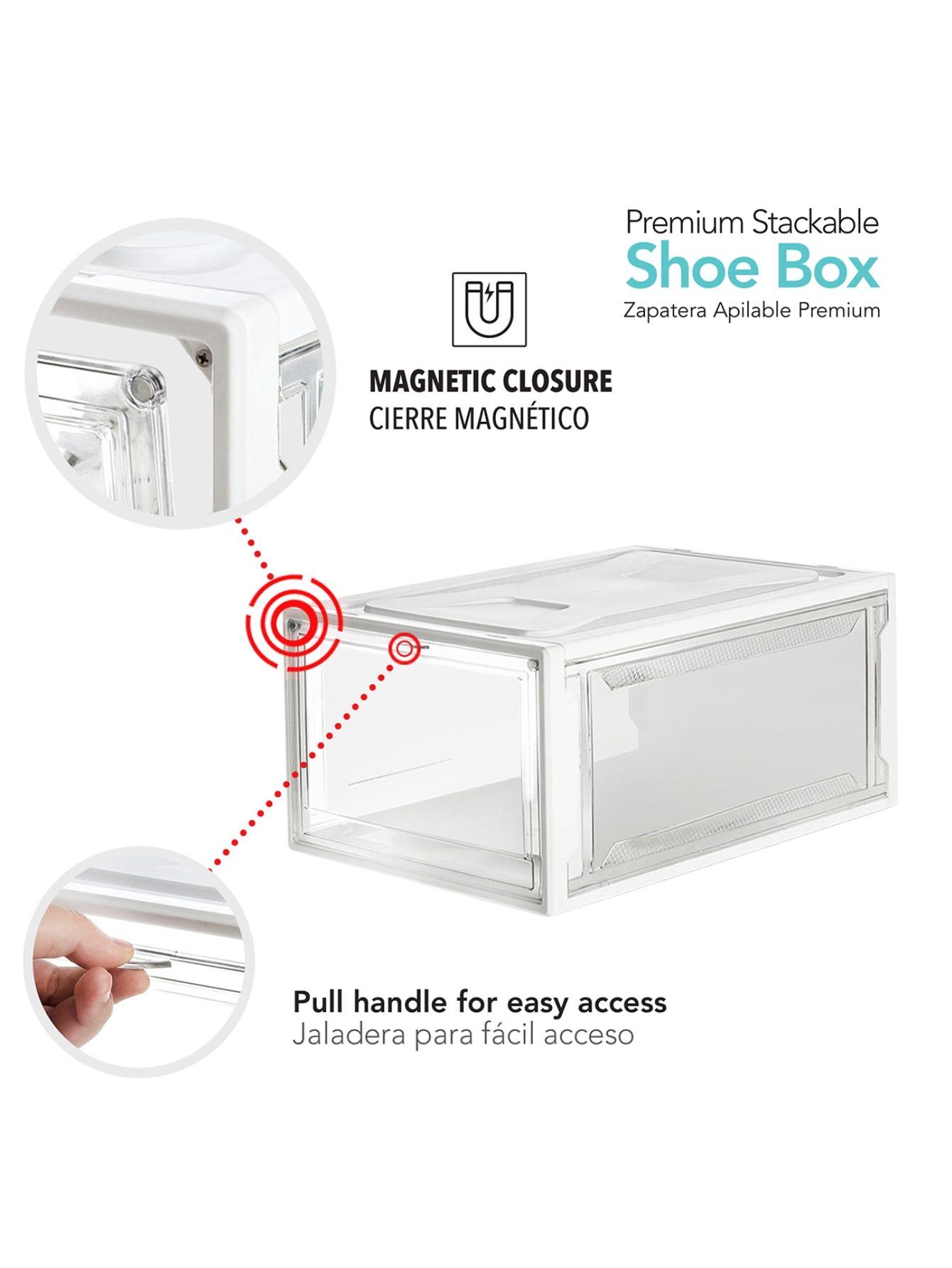 Ag Box Zapatera Apilable Wendy Set 4 Piezas Premium Small, Blanca