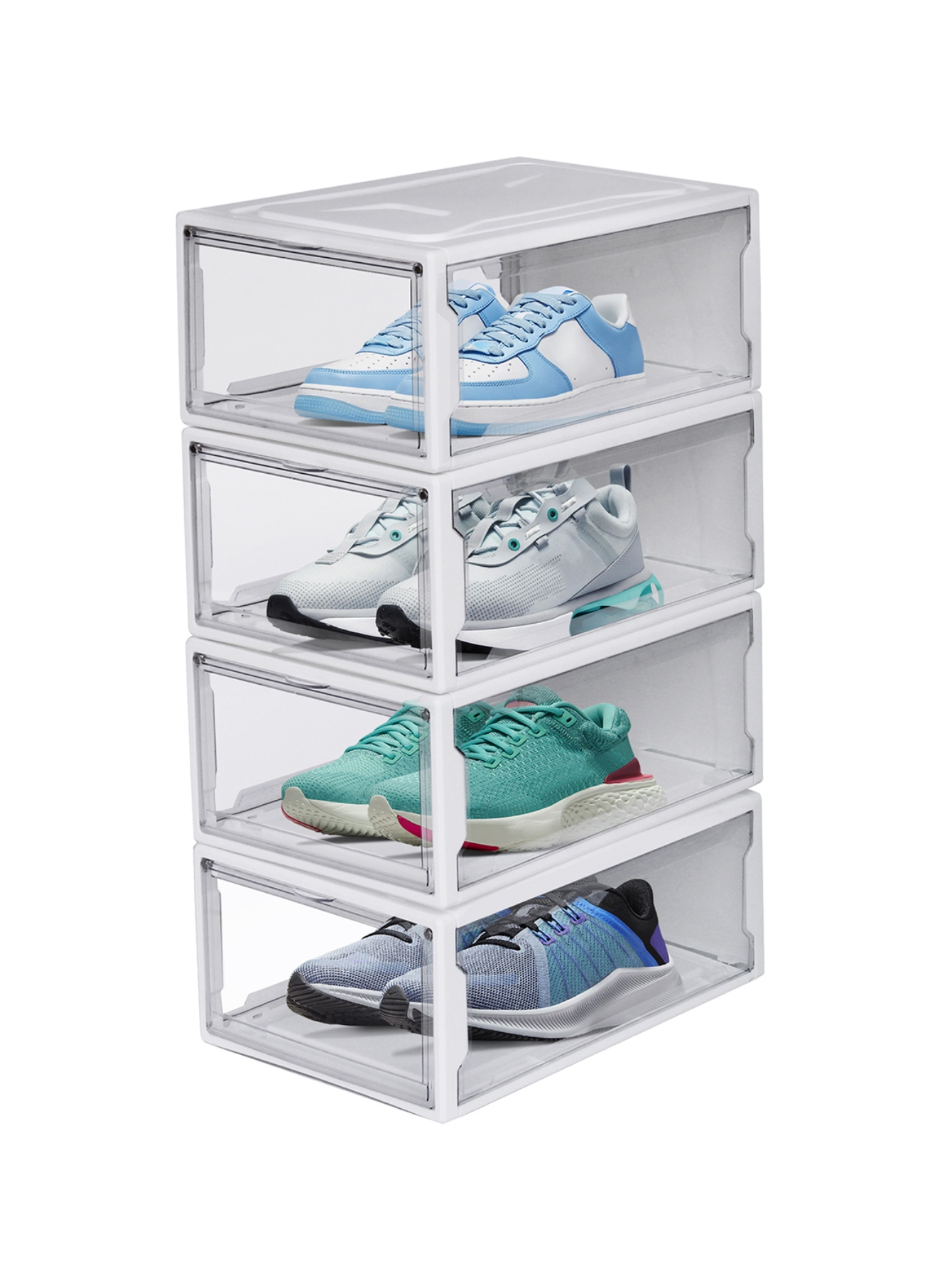 Ag Box Zapatera Apilable Wendy Set 4 Piezas Premium Small, Blanca