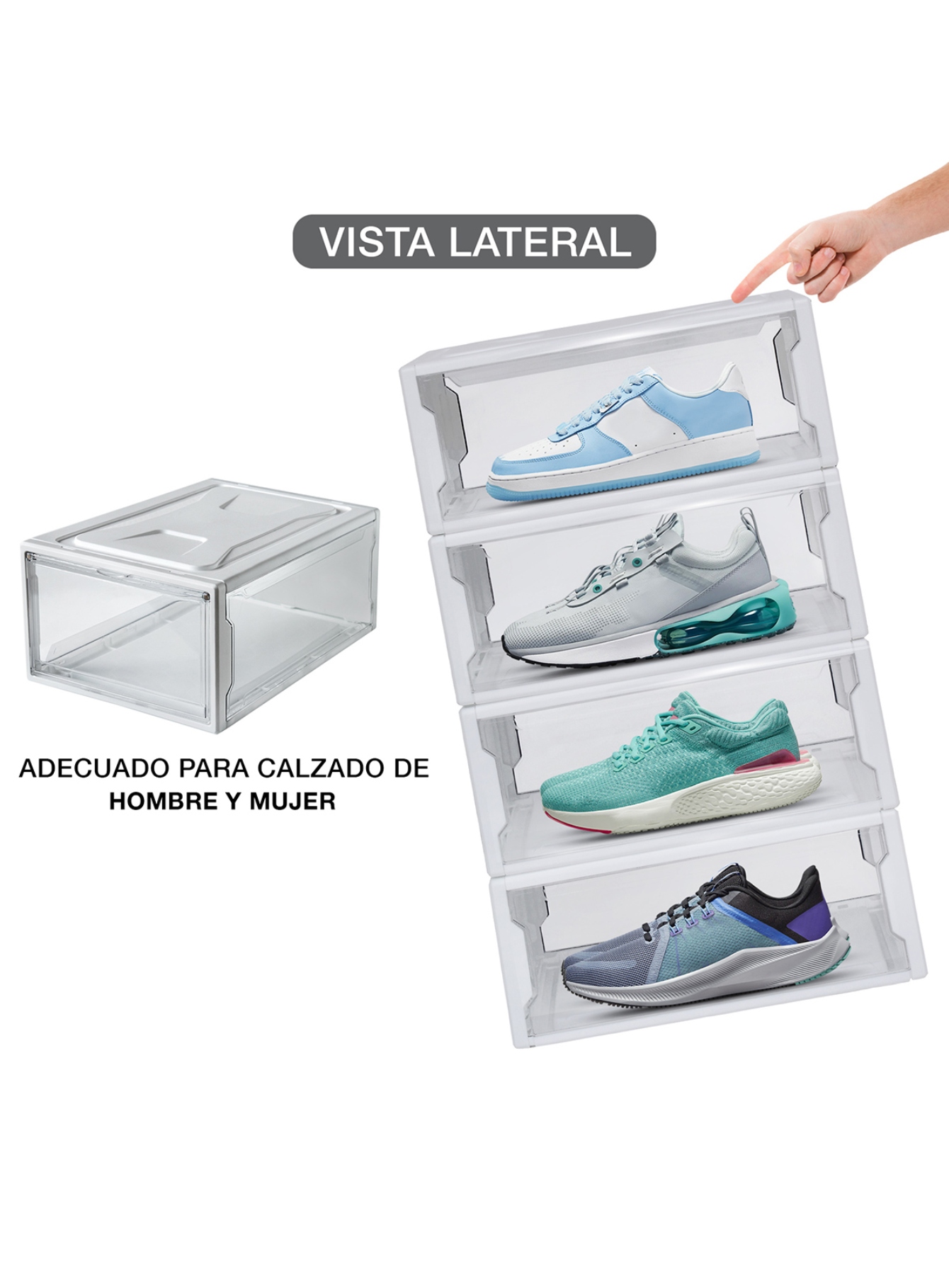Ag Box Zapatera Apilable Wendy Set 4 Piezas Premium Small, Blanca