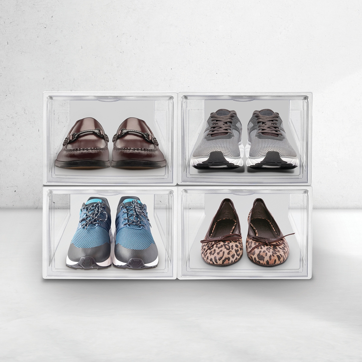 Ag Box Zapatera Apilable Wendy Set 4 Piezas Premium Small, Blanca