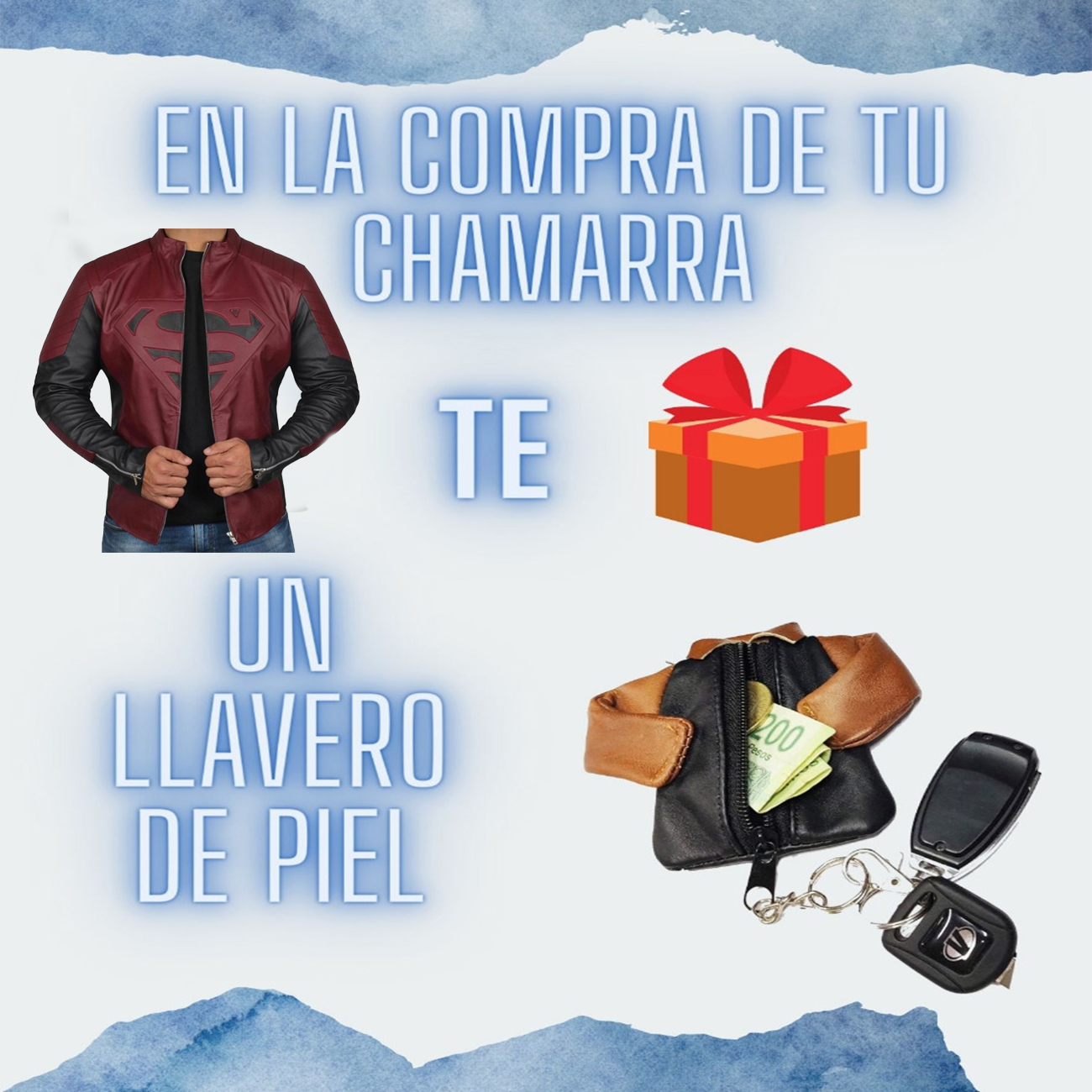 Chamarra de cuero Autentico casual Superman caballero incluye regalo un llavero de piel