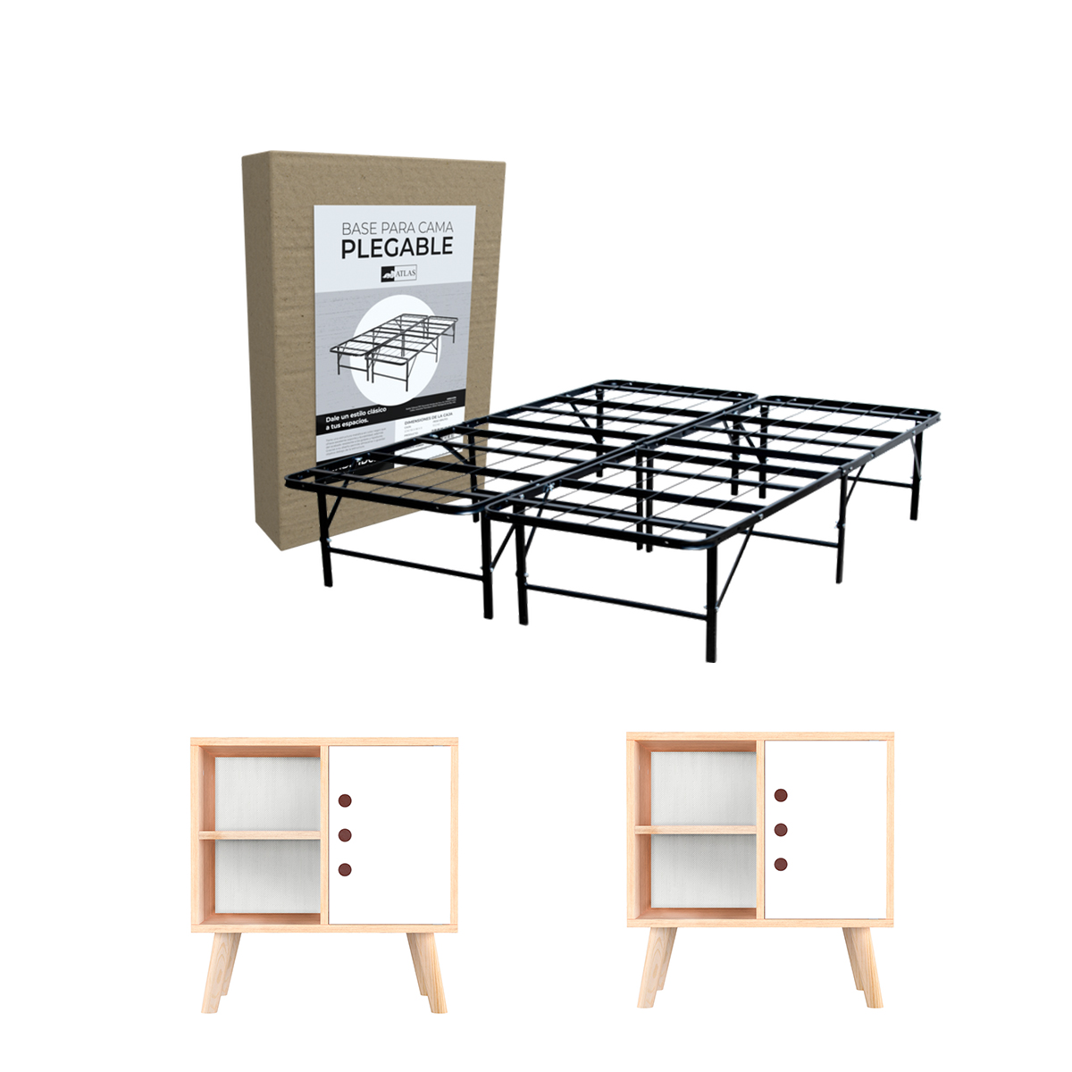 Base Jaco para cama matrimonial con 2 buros Kygo