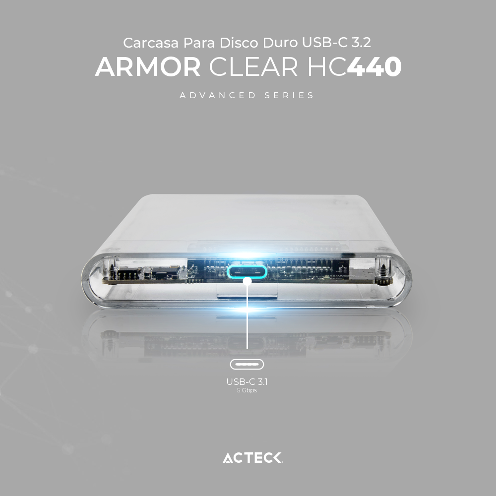  Case Acteck Enclosure Ssd Armor Clear Hc440 Usb-micro B 3.2 Transparente