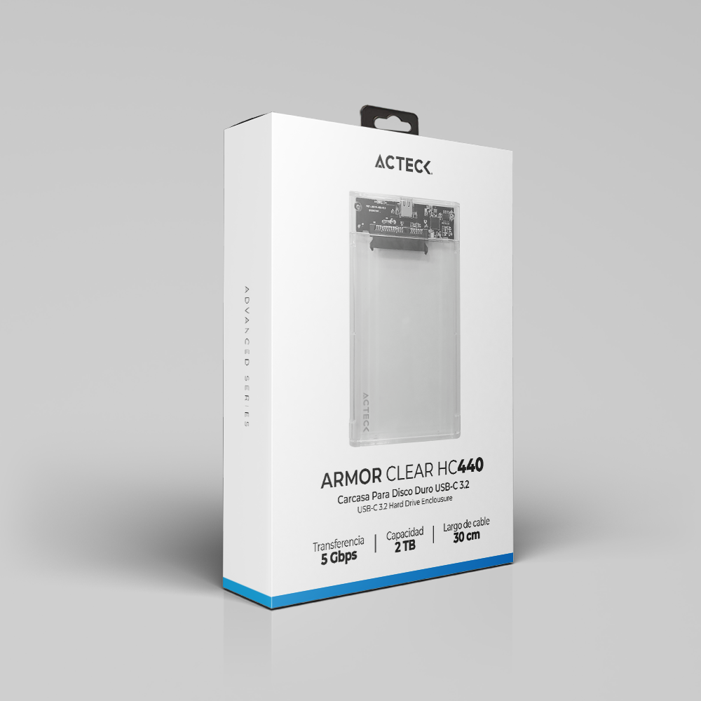  Case Acteck Enclosure Ssd Armor Clear Hc440 Usb-micro B 3.2 Transparente