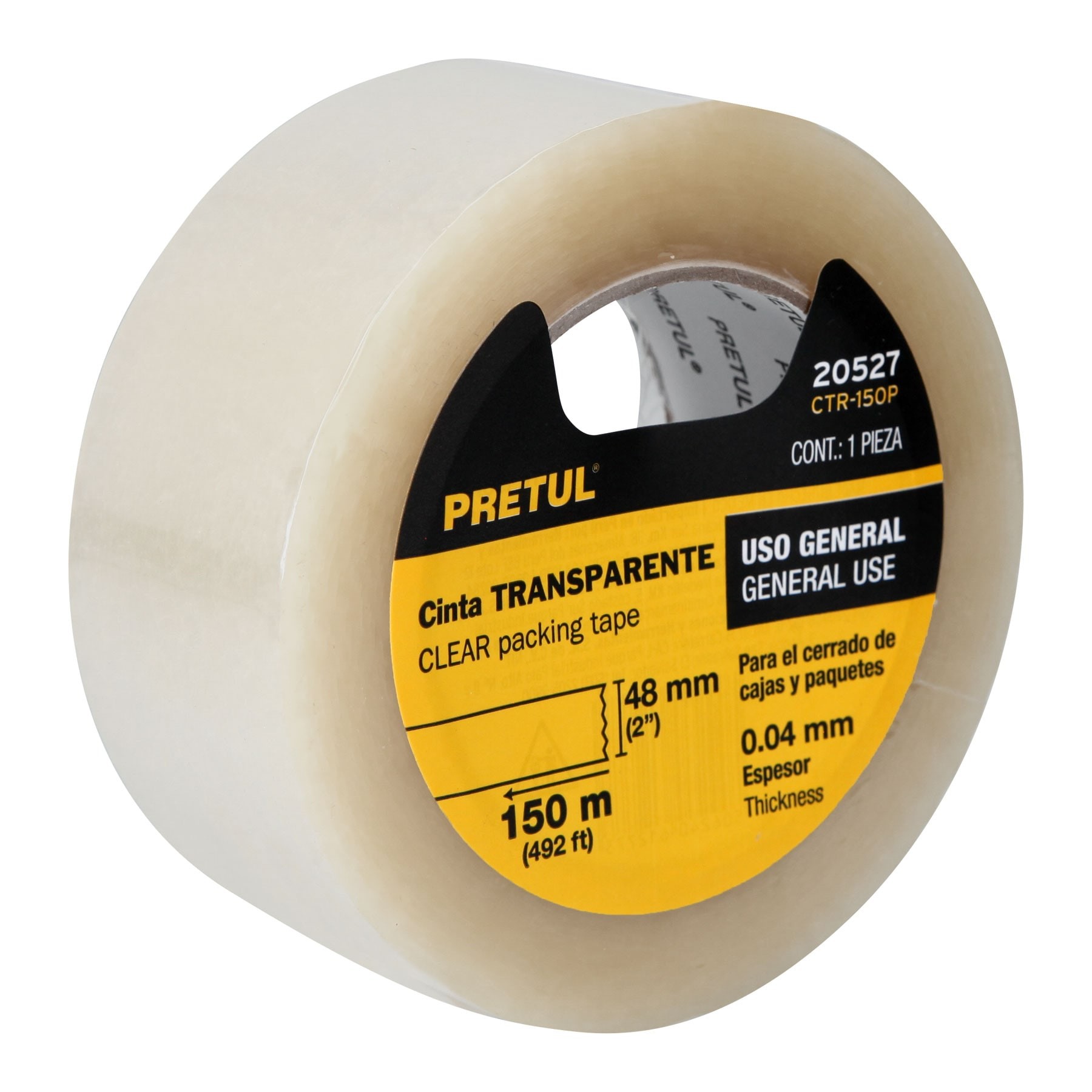 CINTA DE EMPAQUE 48 MM X 150 M TRANSPARENTE, PRETUL 20527