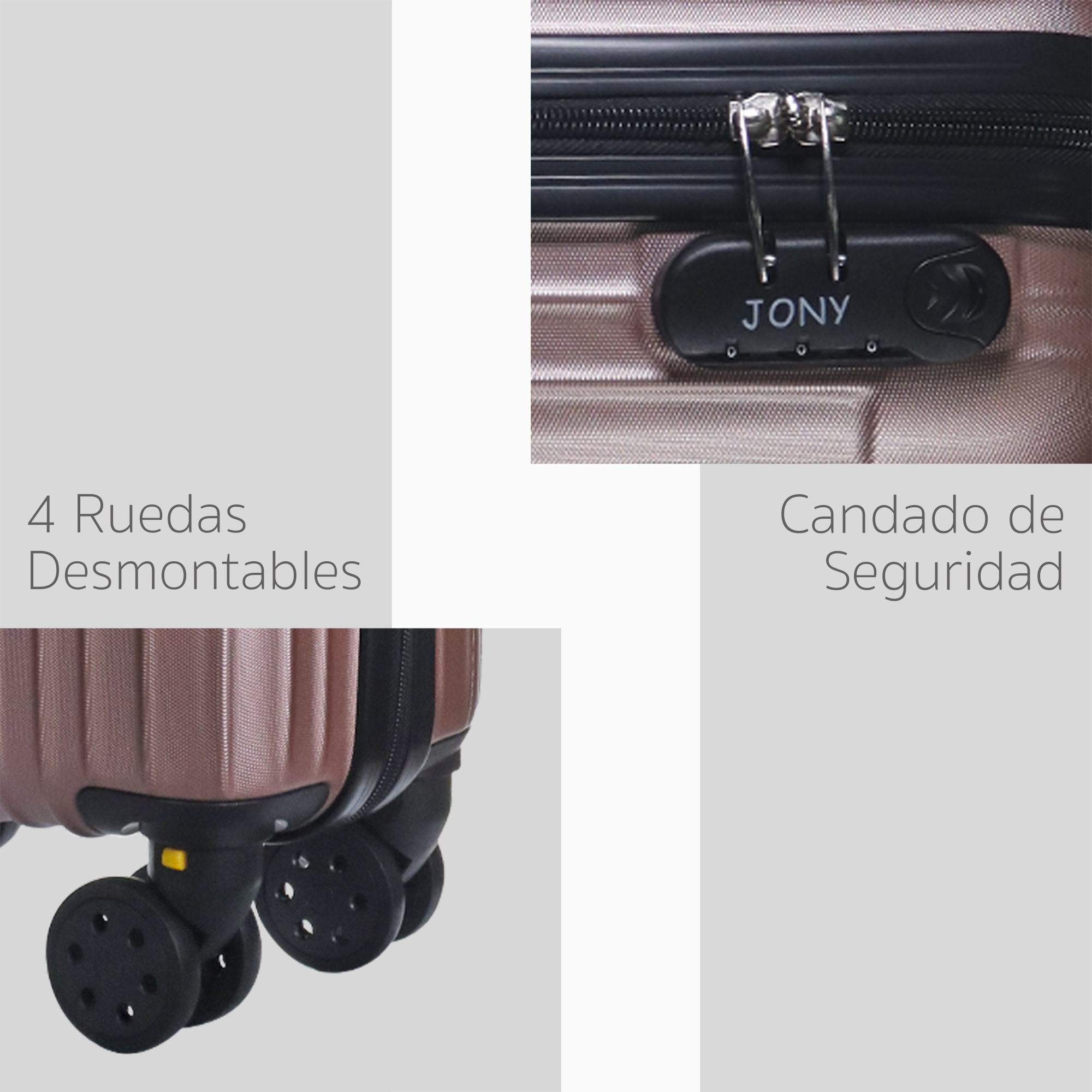 Set De Maletas Para Viaje Con Ruedas Color Oro Rosado.