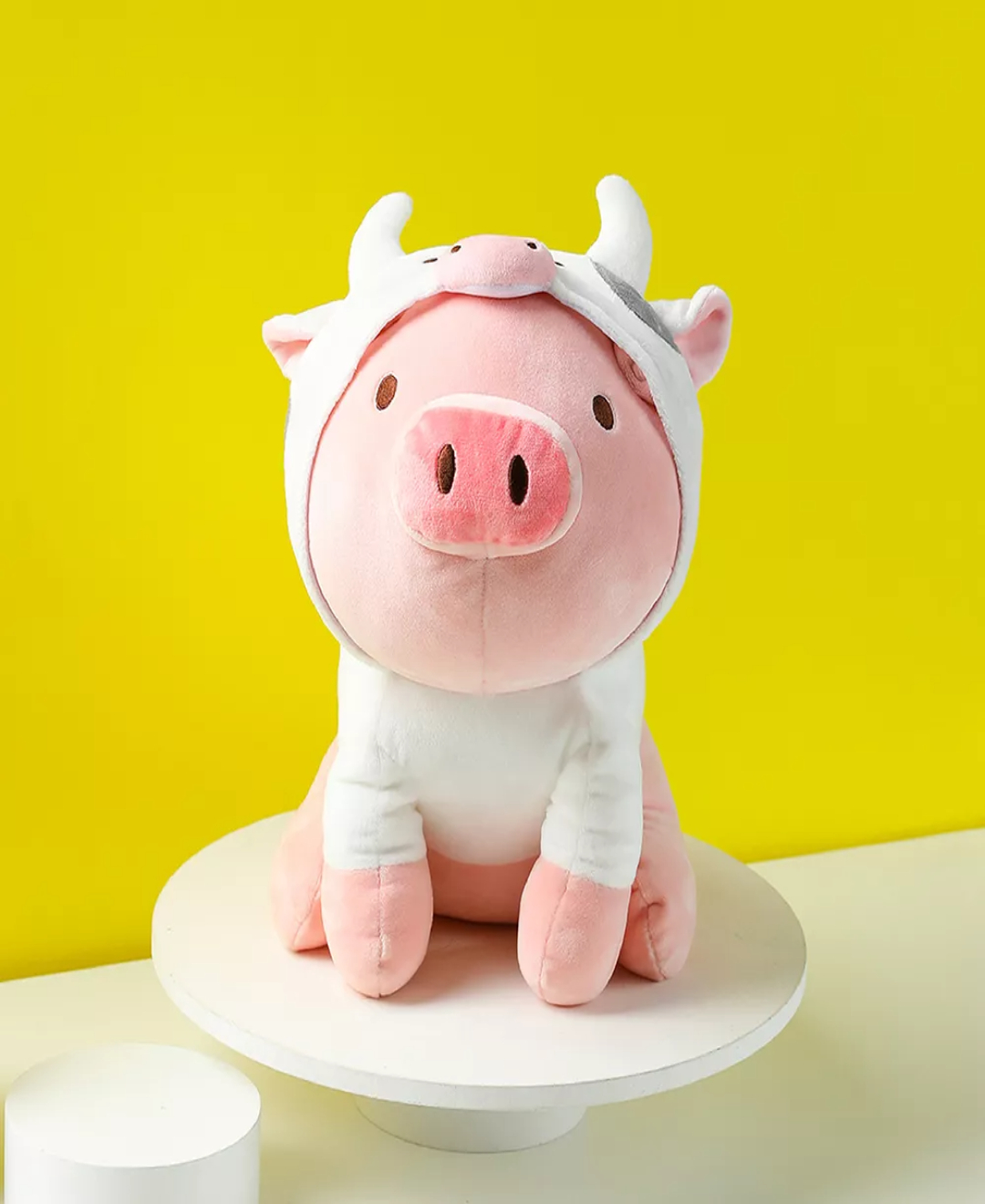 Miniso Peluche Cerdito Sentado Con Capucha De Vaca 27.9x21.2