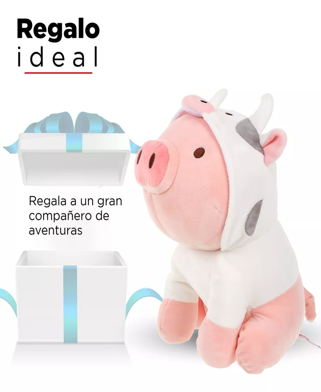 Miniso Peluche Cerdito Sentado Con Capucha De Vaca 27.9x21.2