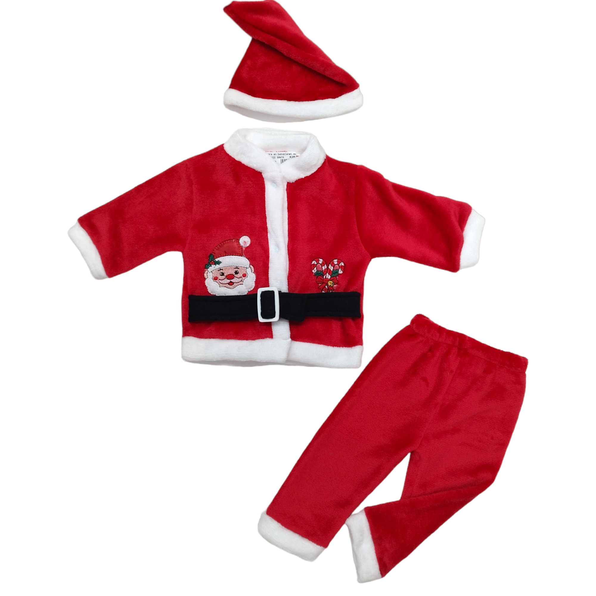 Conjunto Navideño De 3 Piezas con Bordado de Santa Claus para Bebé Niño 