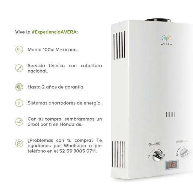 Avera C6L Calentador de agua instantanéo, color blanco