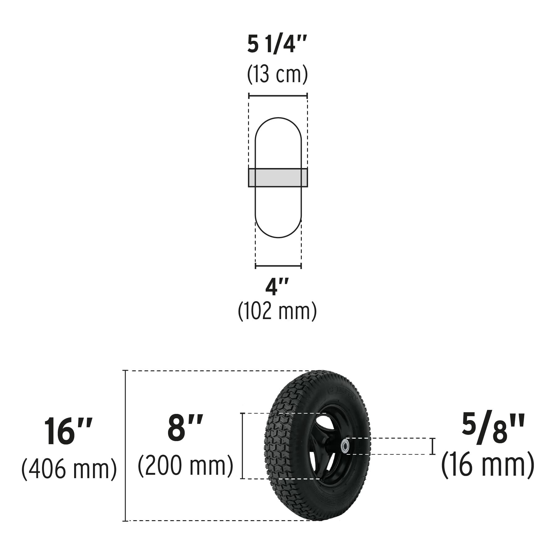 LLANTA COMPLETA NEUMÁTICA 16", INCLUYE EJE Y BALEROS 11852   