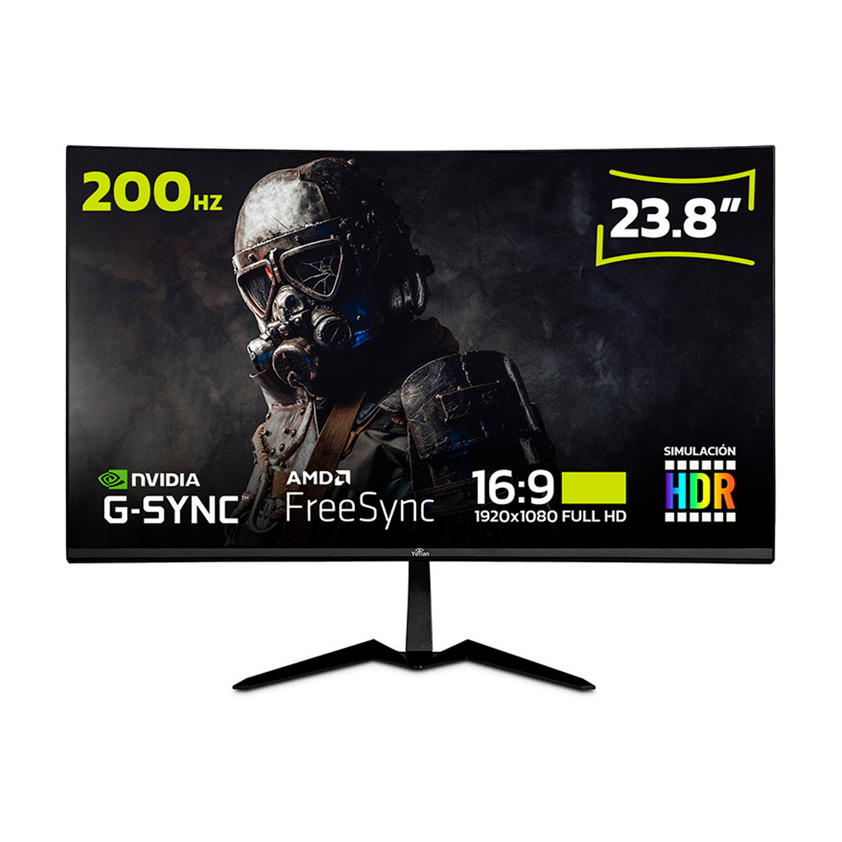Monitor Gamer Curvo YEYIAN 23.8" Sigurd 2503, 1MS, 200Hz (se Requiere Cable DisplayPort), Full HD HDMI 2.0, Display Port 1.2.