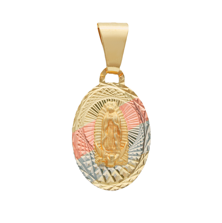 Medalla Virgen de Guadalupe 3 Oros 10 Kilates. Oro Fino Joyería.