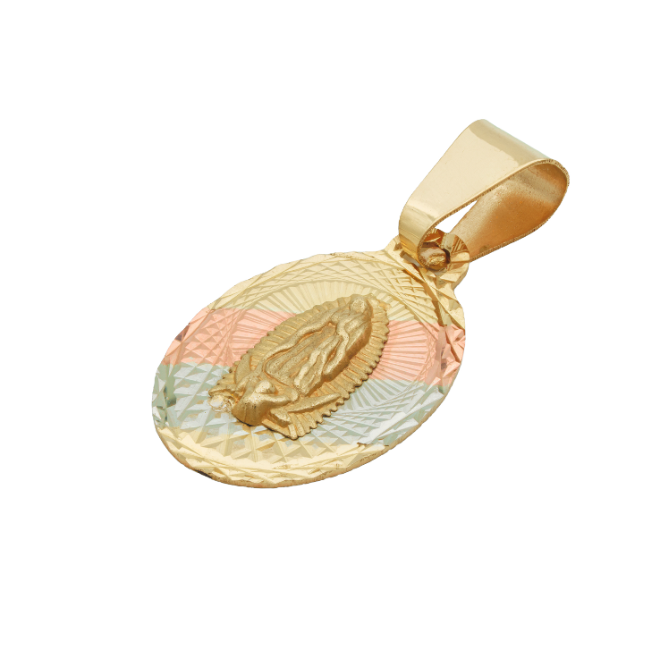 Medalla Virgen de Guadalupe 3 Oros 10 Kilates. Oro Fino Joyería.
