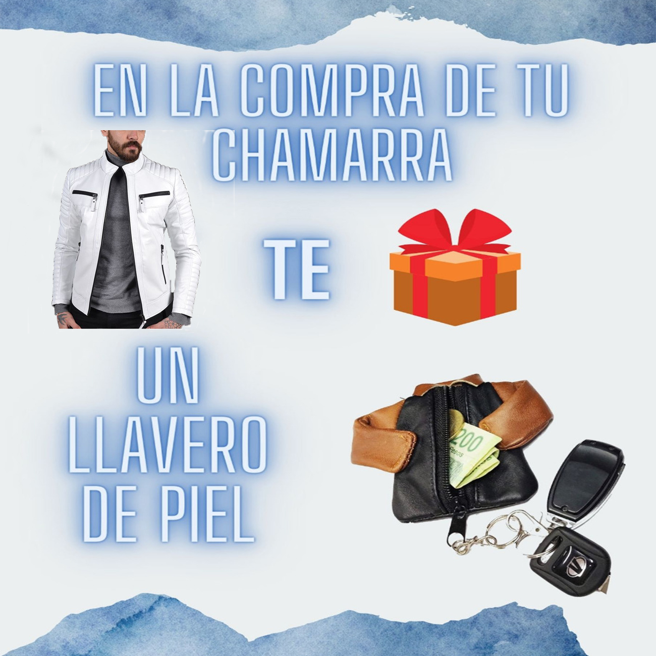 Chamarra Caballero Modelo Matrix piel Blanca legitima Incluye de Regalo un Llavero Monedero de piel