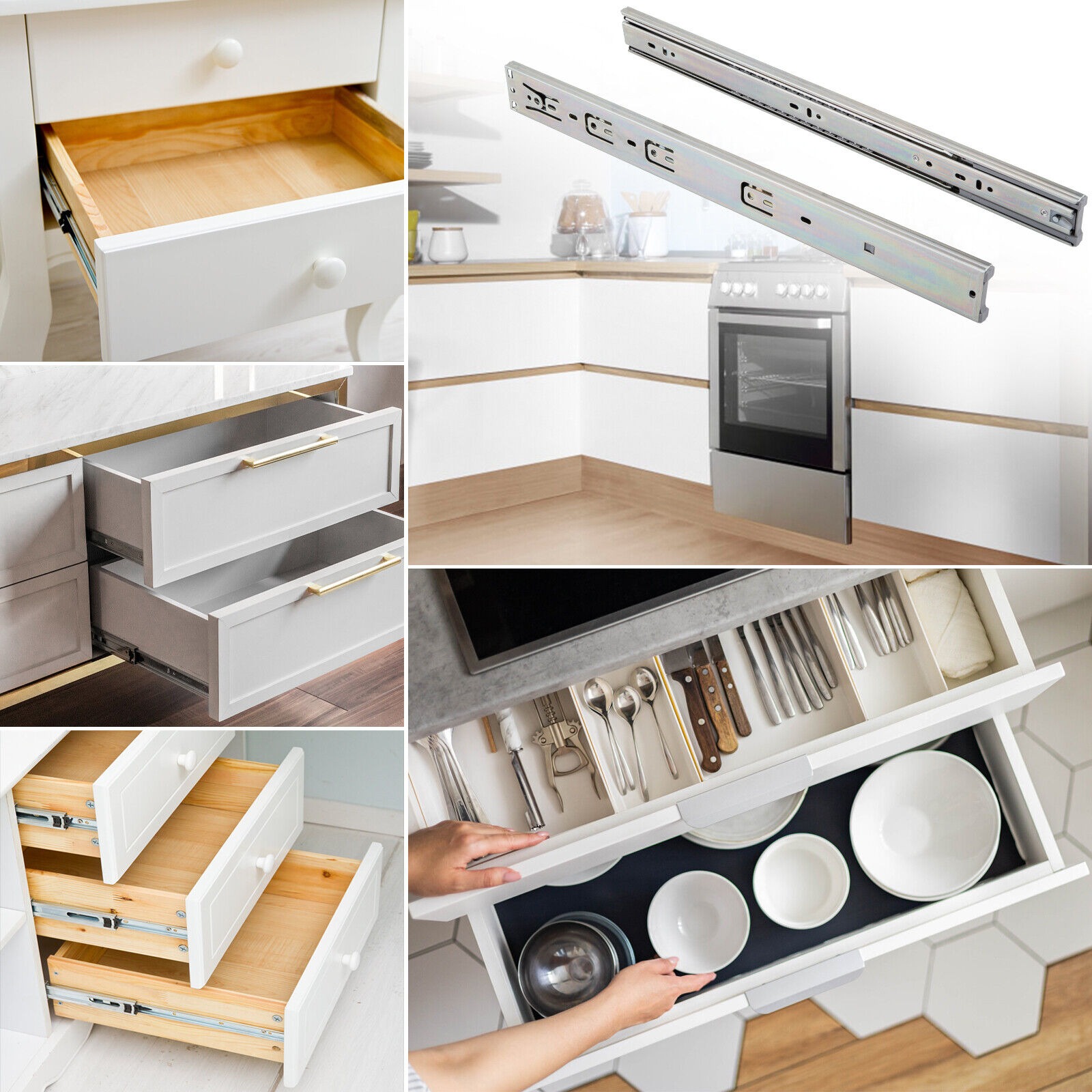 20 juegos de Correderas para cajones 3.5cm x 30cm extensión telescópica Handy Home Incluye Tornillos