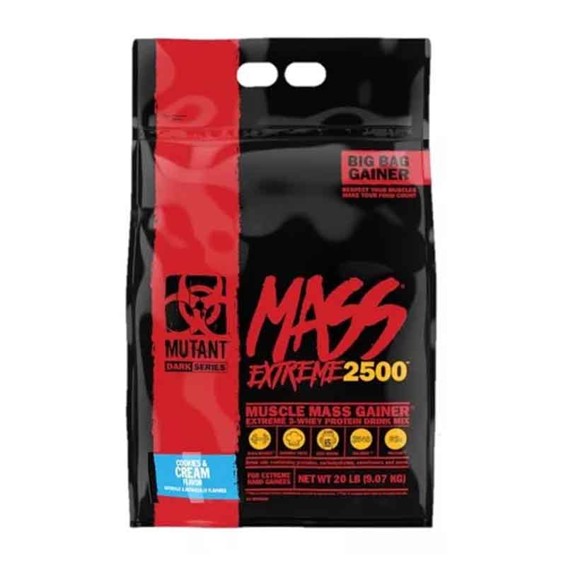 Gainer Mutant Mass Xtreme 2500 Ganador de Peso 20 Lb Sabor Cookie & Cream  
