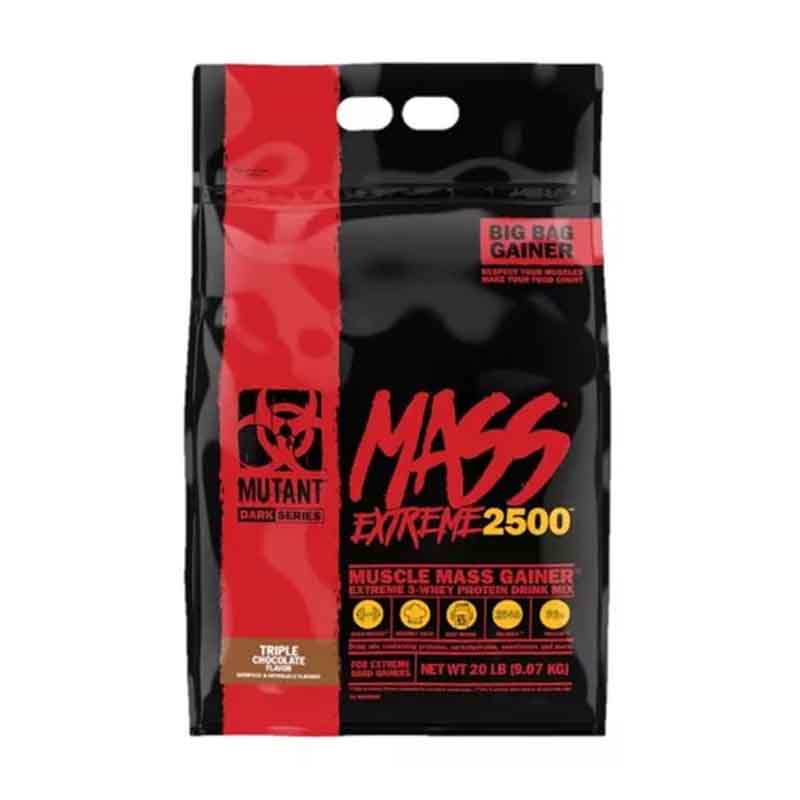 Gainer Mutant Mass Xtreme 2500 Ganador de Peso 20 Lb Sabor Triple Chocolate