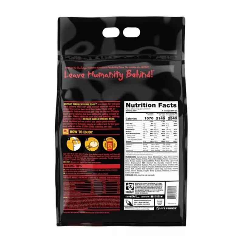 Gainer Mutant Mass Xtreme 2500 Ganador de Peso 20 Lb Sabor Triple Chocolate