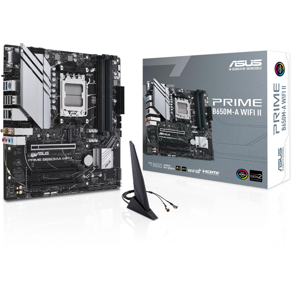 Tarjeta Madre ASUS PRIME B650M-A WIFI II AM5 4x DDR5 2x M.2 PCle 4.0 WIFI 6 BT 5.2 Micro ATX