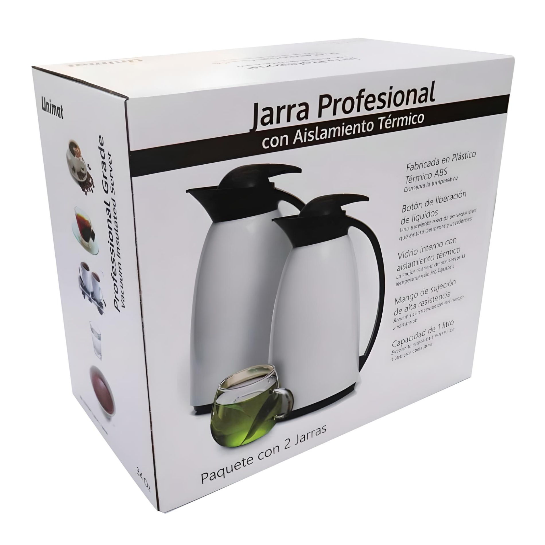 Jarra Térmica Profesional Cheff & Home Unimat de 1 l con 2 pzas