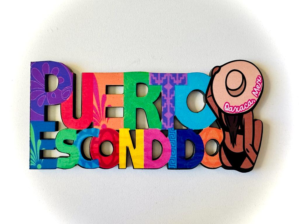 Puerto Escondido Mexico Imanes Para Refrigerador Souvenirs Recuerdo Turistico Pueblitos Magicos Playas MDF 3 mm