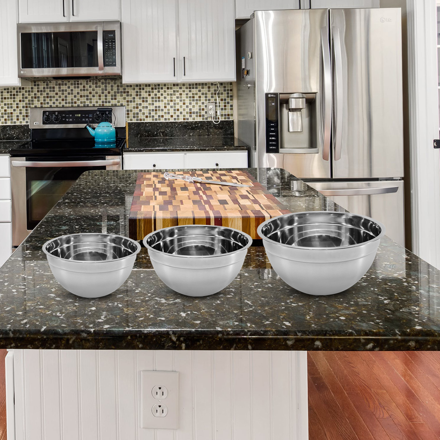 Set de 3 Bowls de Acero inoxidable para cocinar