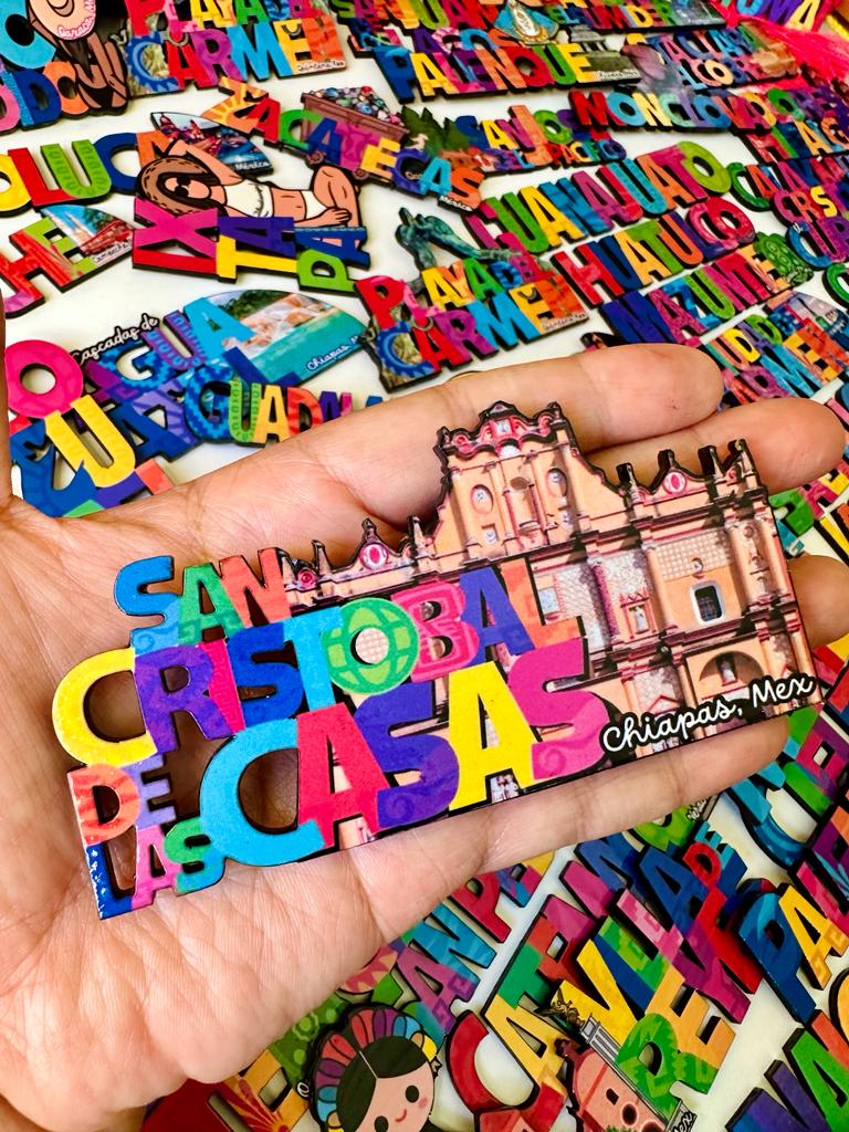 San Cristobal de las Casas Mexico Imanes Para Refrigerador Souvenirs Recuerdo Turistico Pueblitos Magicos Playas MDF 3 mm