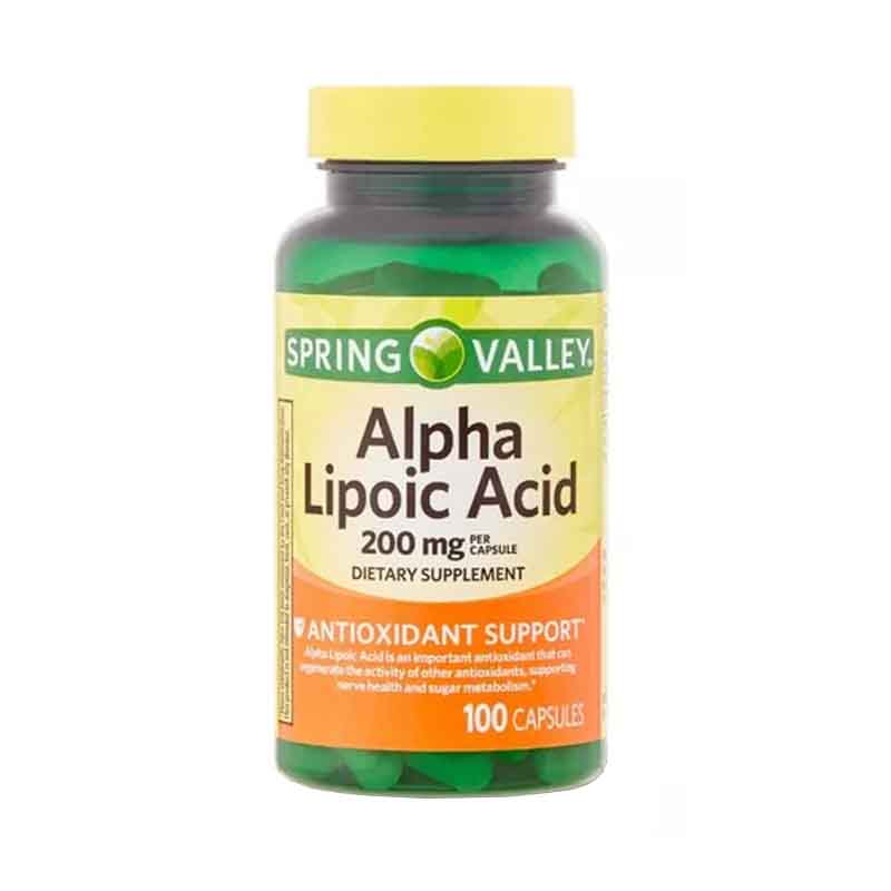 Acido Alfa Lipoico 200mg Spring Valley 100 capsulas Antioxidante