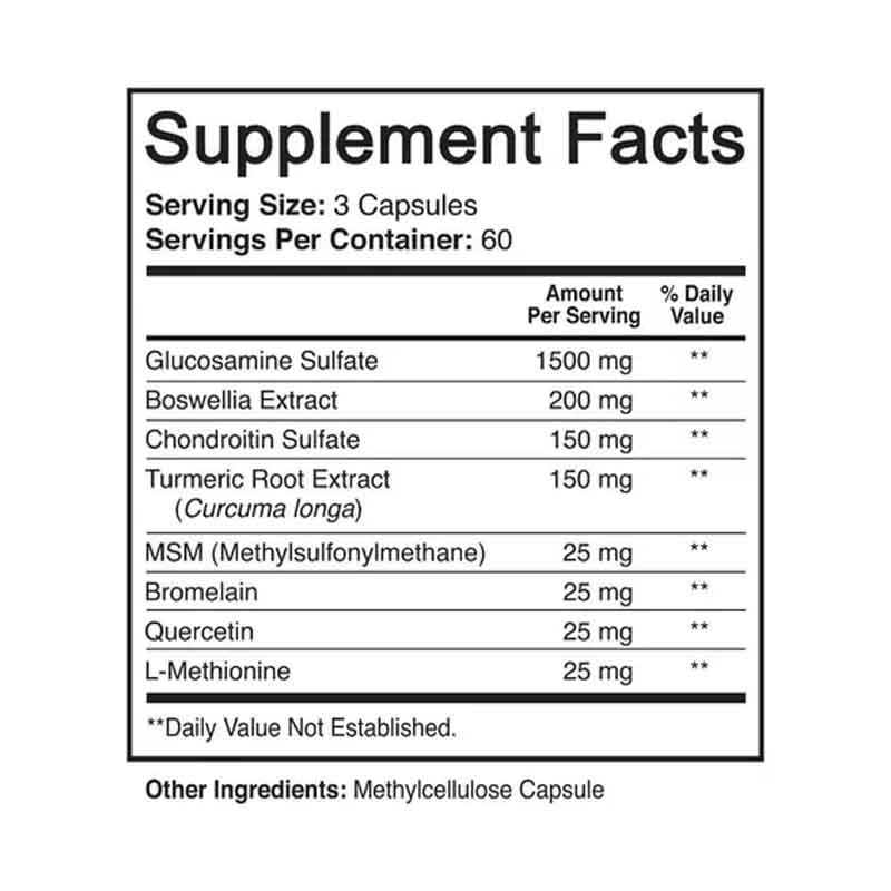Glucosamina 1500mg Condroitina 150mg + Msm Nutriflair 180 capsulas 