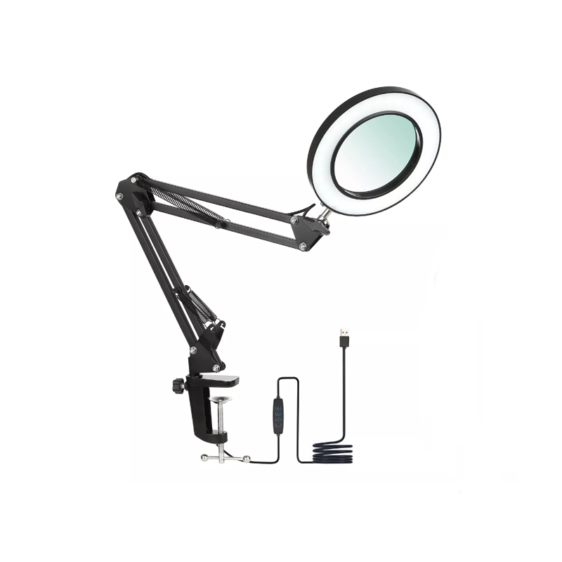 Lámpara 8x Lupa Articulada Led Escritorio Usb Luz Cálida