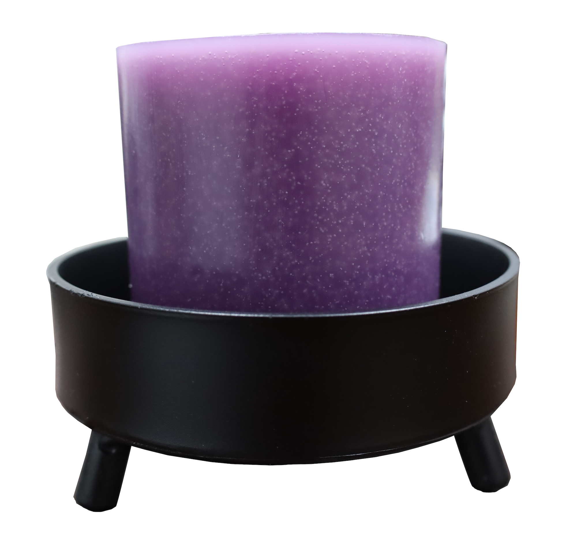 Vela Energética color Morado, Transmutación y Cambio, Con Base de Acero