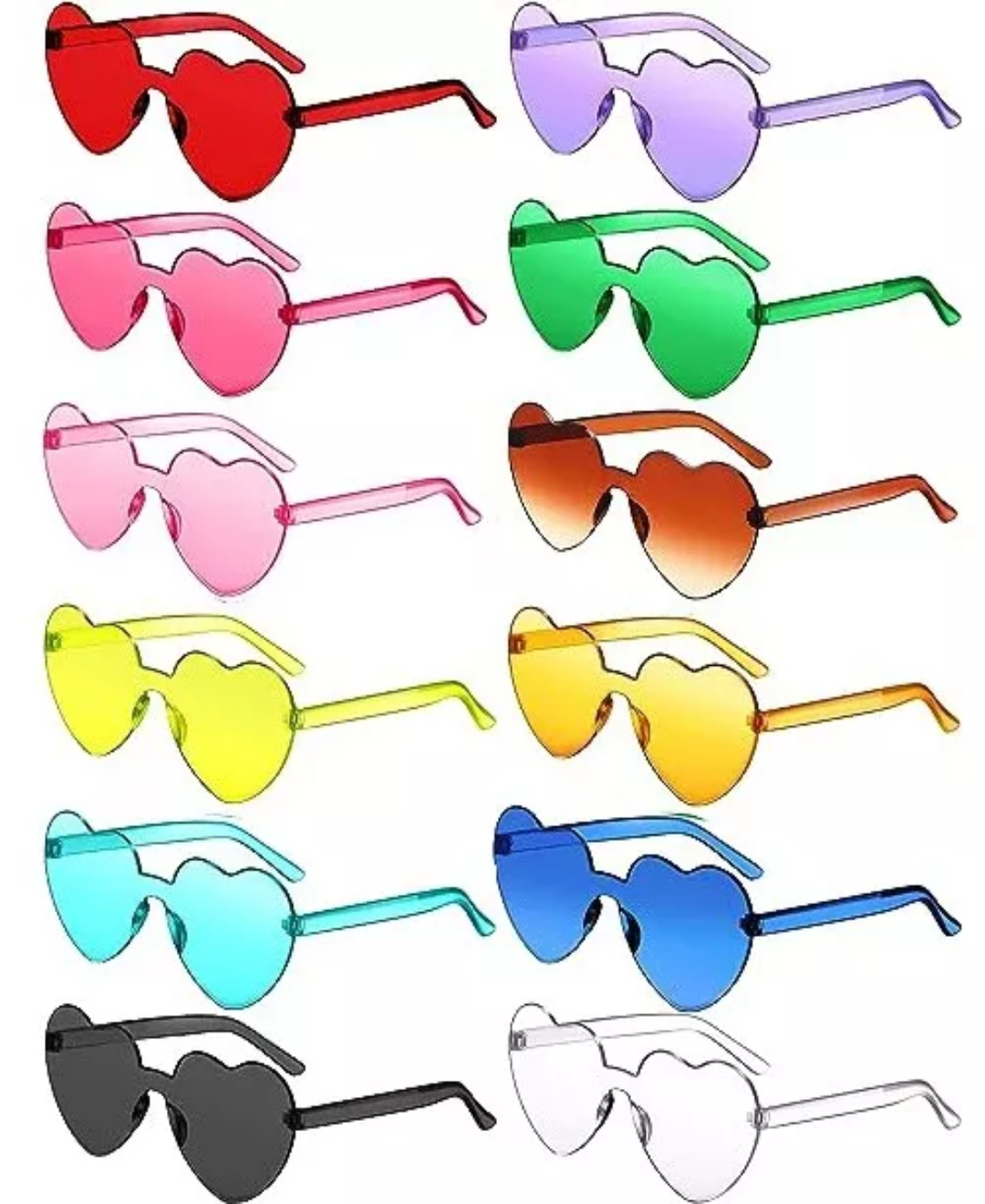 12pcs Lentes De Sol Corazón Accesorios Para Mujer Dama Gafas
