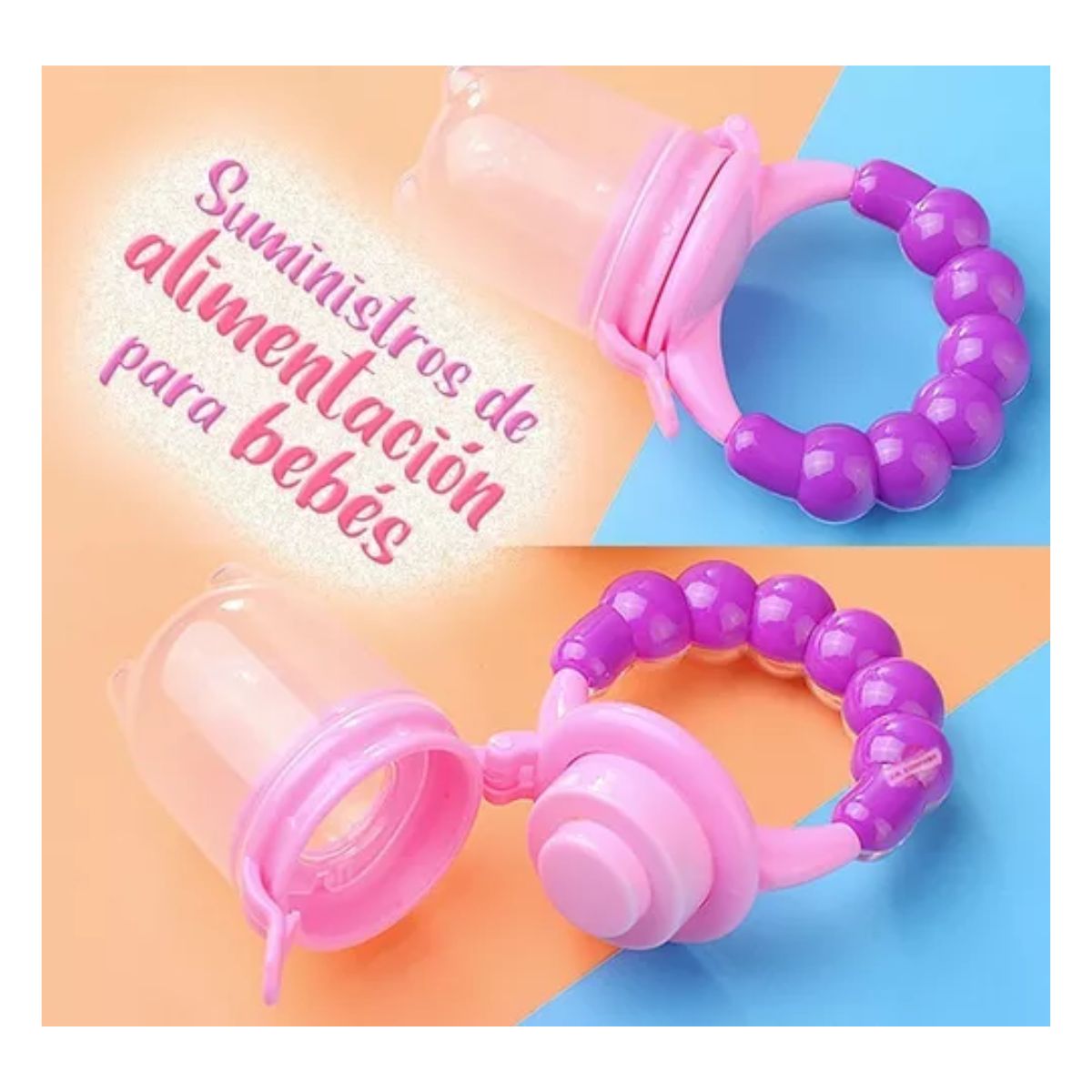 Set 3 Piezas Chupón Bebe Sonaja Para Fruta Anti Ahogo Multicolor