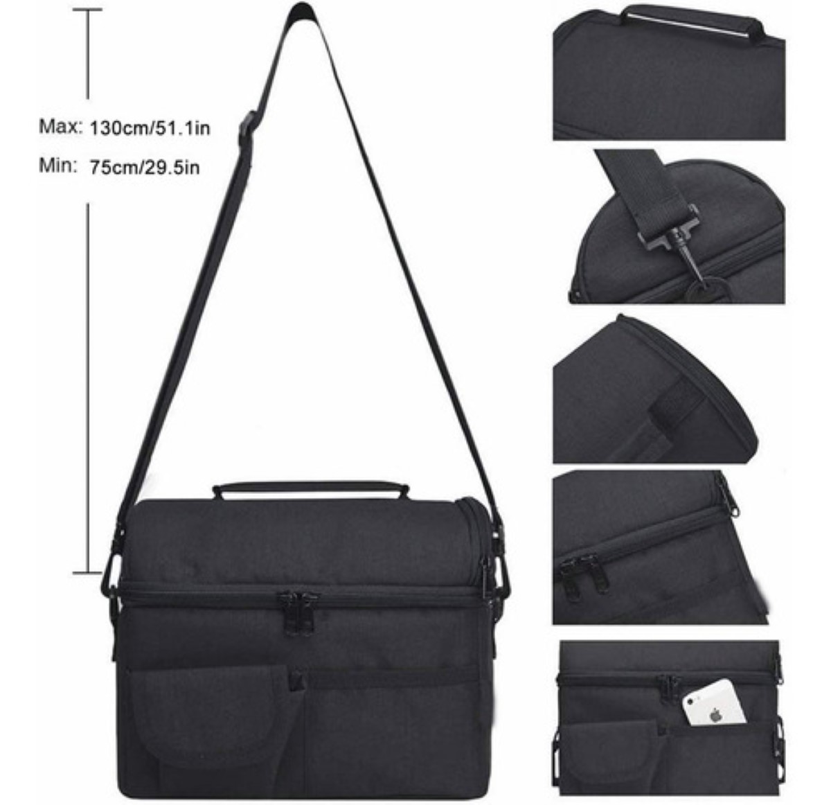 Loncheras Térmicas Bolsa Frio Gran Capacidad Hombre Mujer Negro