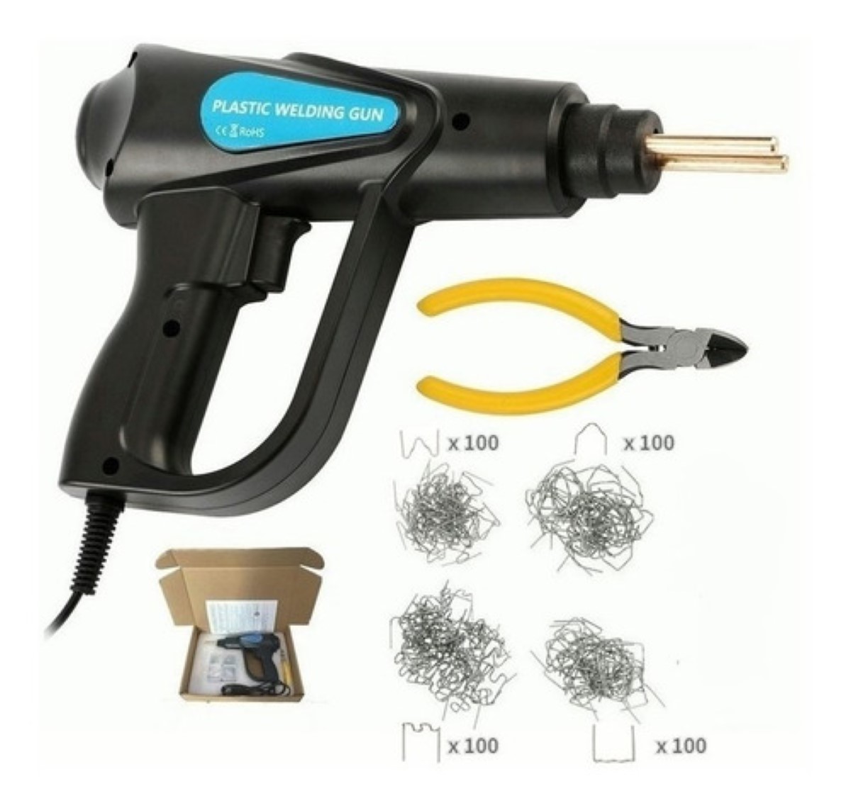 Kit De Soldadura De Plástico De 70w C/400 Clavos D/Soldadura Negro