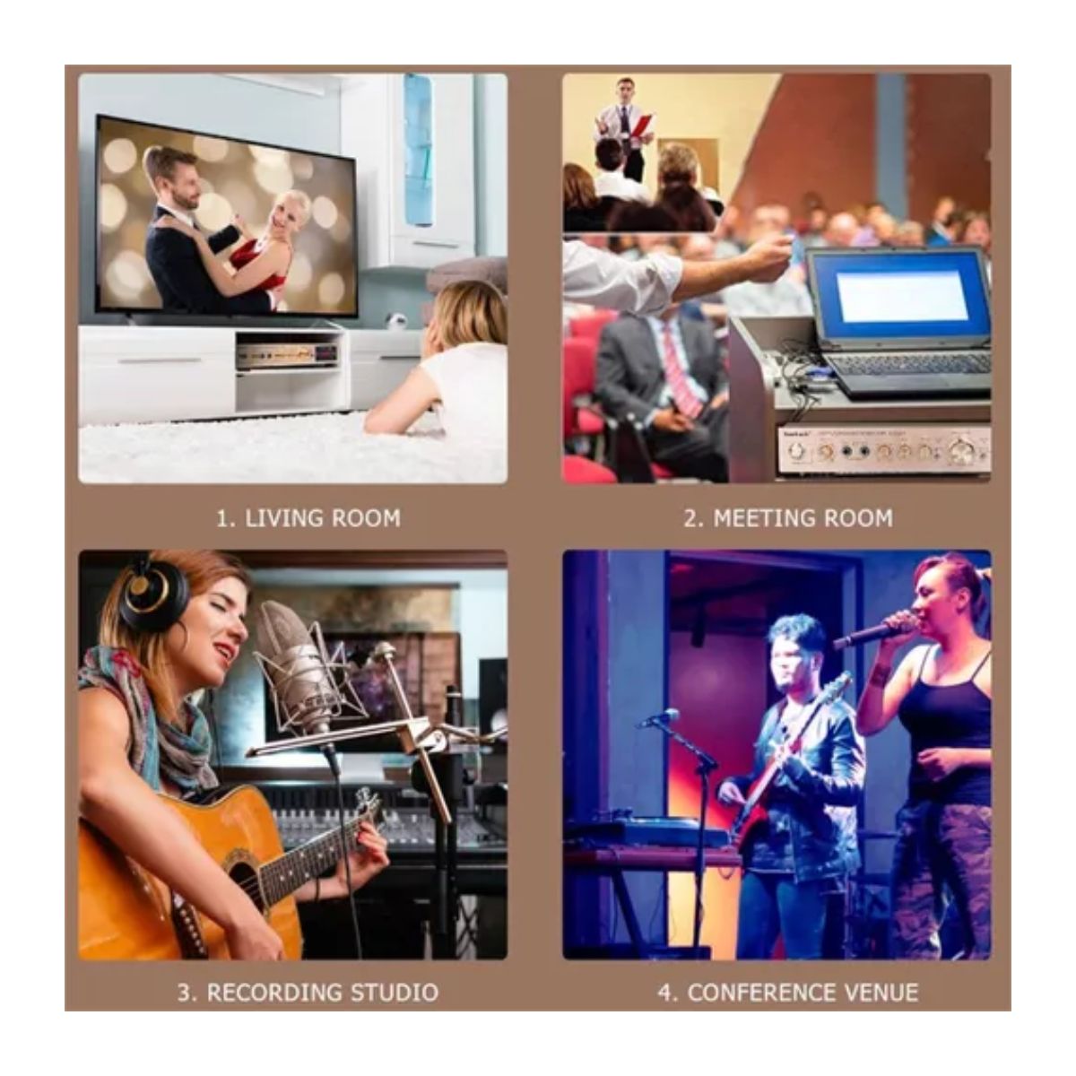 Amplificador Audio Bluetooth 5 Canales 2000w Para Uso Domésto Dorado