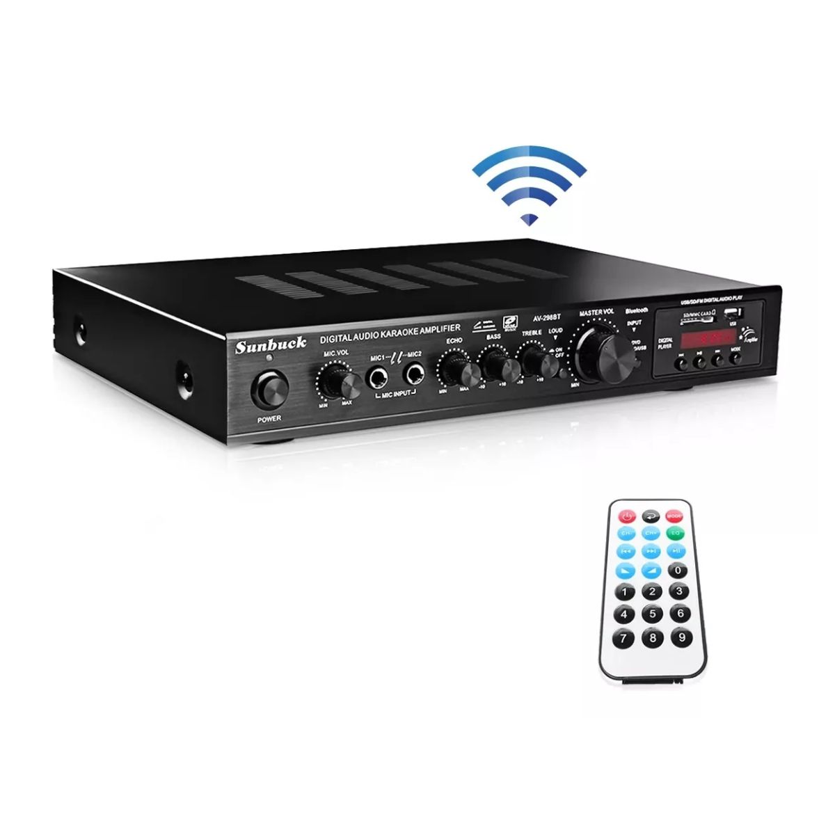 Amplificador Audio Bluetooth 5 Canales 2000w Para Uso Domésto Negro