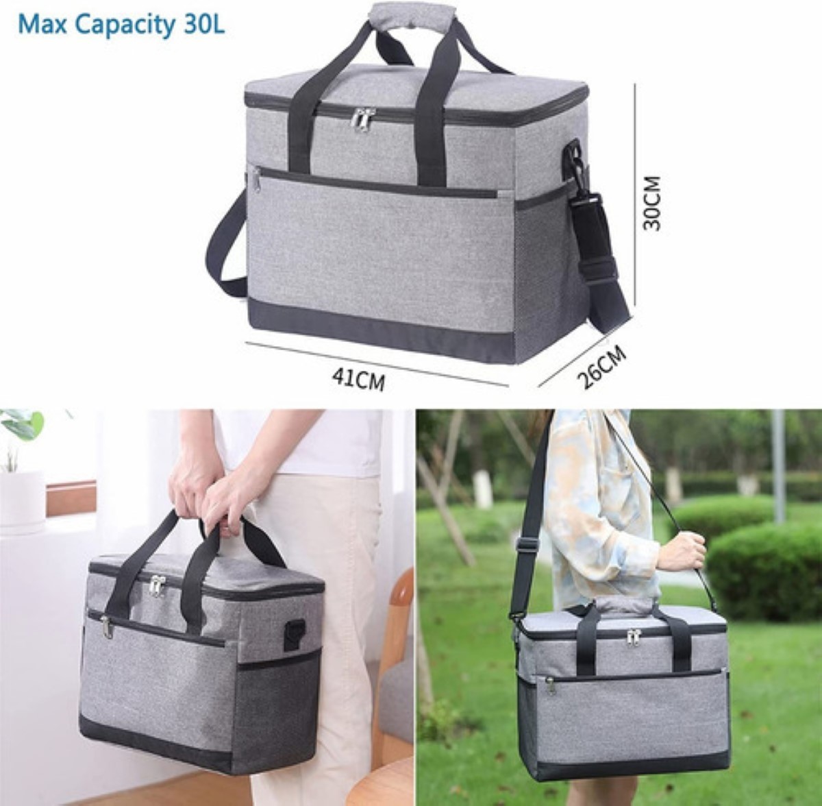 Mochila Hieleras Enfriador Bolsa Impermeable Portátil 30 L Color Gris